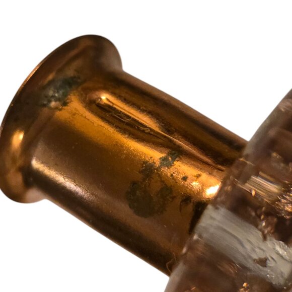 MCM Lucite Acrylic Candleholder Gold Flake Mid Century Candlestick Taper Holder - Picture 6 of 16